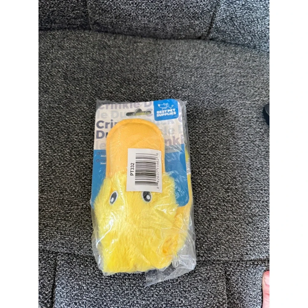 Best Pet Supplies Crinkle Duck Plush Dog Toy Yellow‎ Stuffing Free PT332